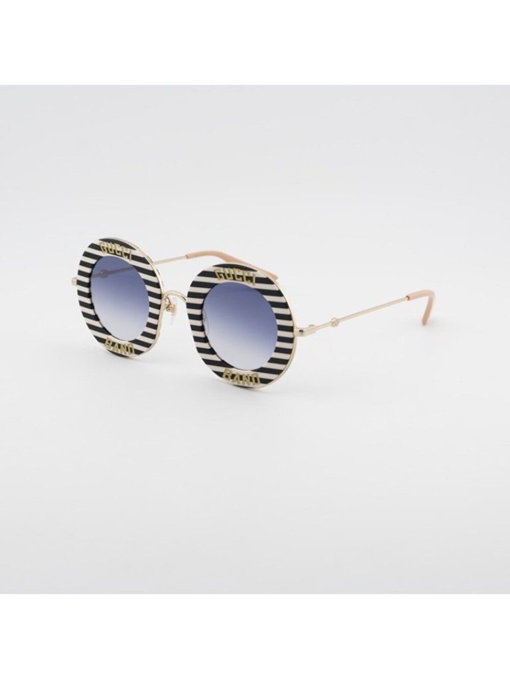 Gucci GG0113S 008 Sunglasses Black Round Frame, Blue Gradient Lenses - Picture 2 of 11